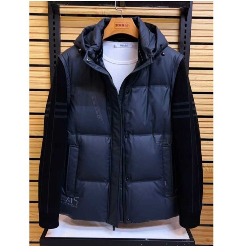 2022 FALL|WINTER MENS STAND COLLAR KNITTED PATCHWORK SLEEVE COTTON COAT CASUAL VERSATILE COMFORTABLE HIGH-END COTTON WEAR MEN