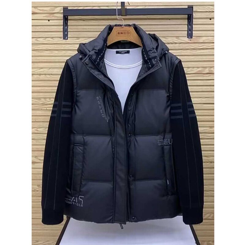 2022 FALL|WINTER MENS STAND COLLAR KNITTED PATCHWORK SLEEVE COTTON COAT CASUAL VERSATILE COMFORTABLE HIGH-END COTTON WEAR MEN
