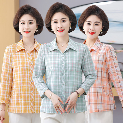 2025全棉新款中老年女装大码衬衫