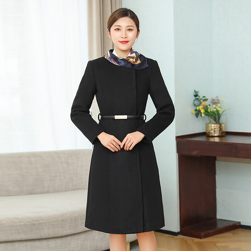 职业装高端毛呢女士长大衣酒店售楼部空姐制服珠宝店公务员女大衣