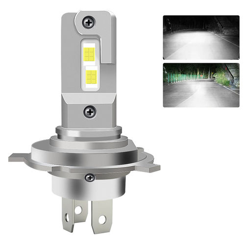 汽车LED大灯H4远近一体近黄远白双色直插原装位500W高亮12V-24V
