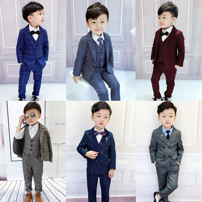 周岁宝宝西装花童男童礼服套装春秋儿童英伦西服帅气主持人演出服