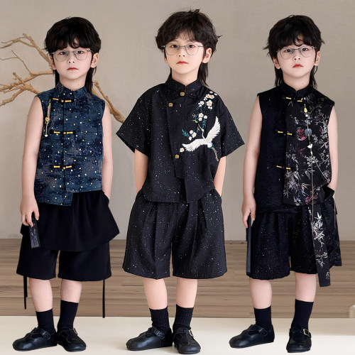 男童夏季薄款汉服短袖礼服套装