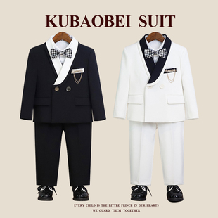 男童西装套装秋英伦帅气花童白色礼服儿童钢琴主持人演讲演出西服