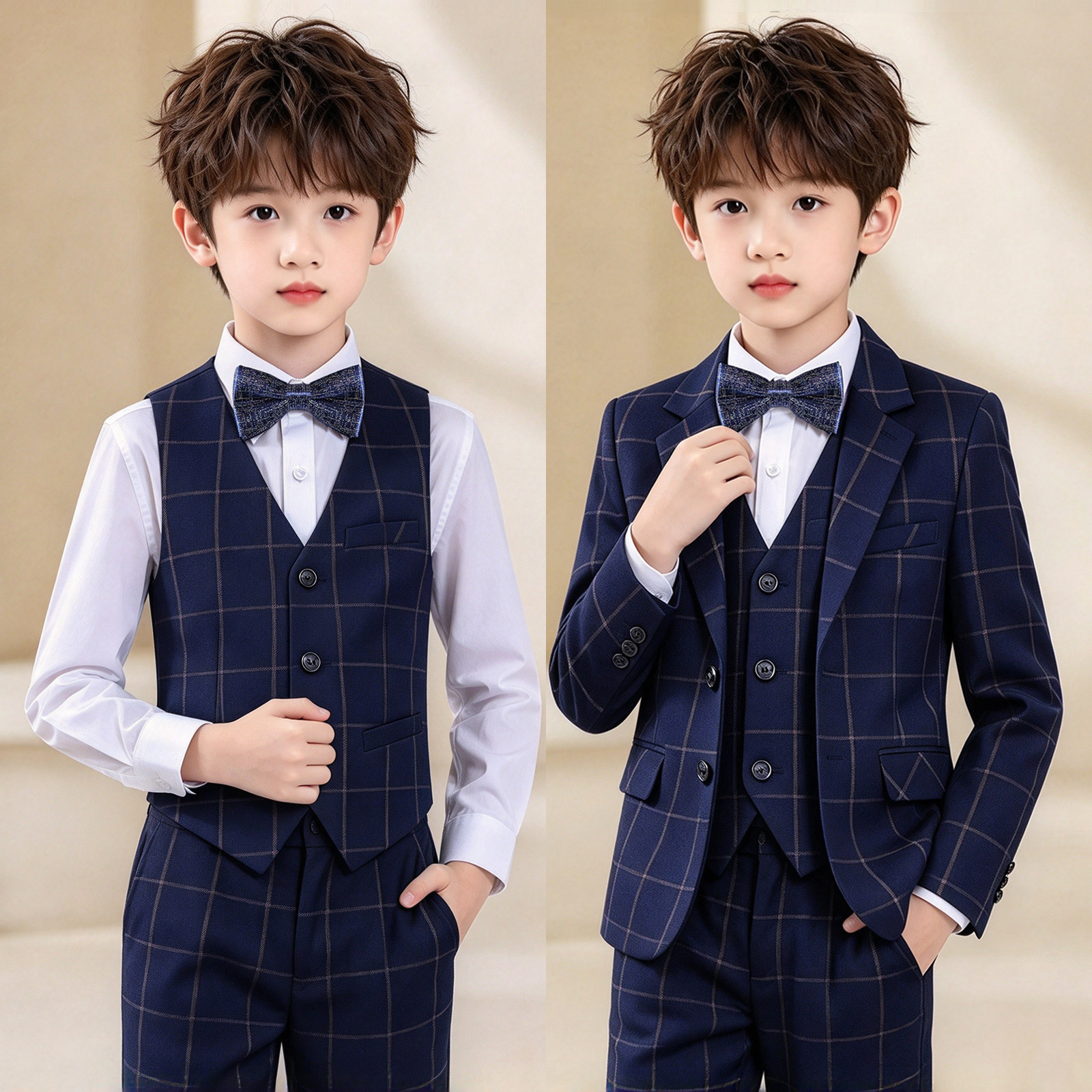 儿童西装套装秋冬男童主持人礼服钢琴演出服男孩正装花童西服外套