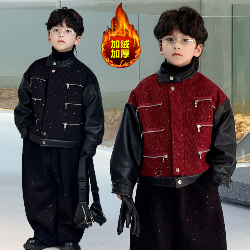 男童皮衣冬季加绒加厚外套2025新款机车儿童夹克痞帅套装过年衣服,童装/婴儿装/亲子装,夹克/皮衣,淘宝优惠券,粉丝福利购,淘宝优惠卷