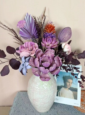 粉紫色系永生花束手工制作创意摆件客厅装饰礼物家居轻奢小众桌面