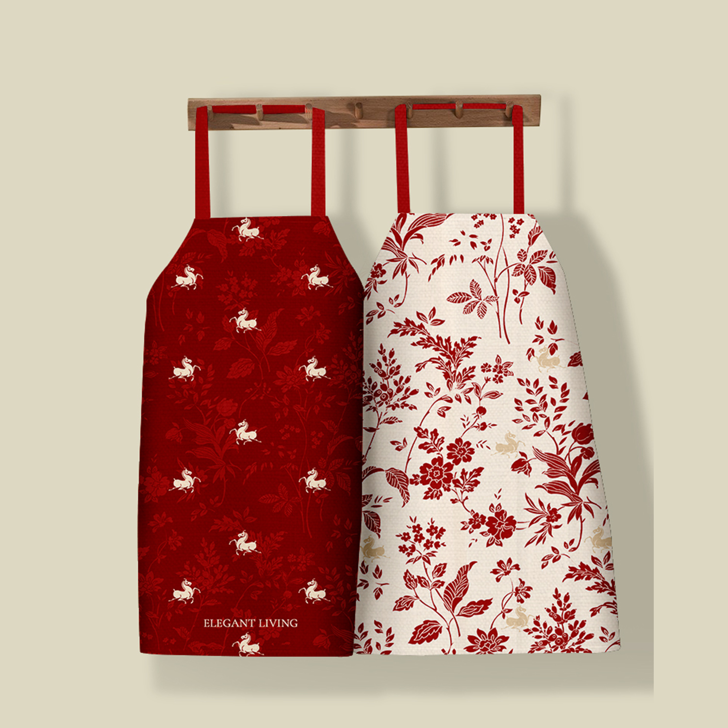 印花马围裙厨房围腰罩衣工作服