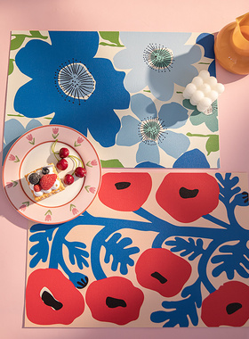 北欧风几何餐垫免洗防水放油餐桌隔热垫皮革餐具垫PU皮西餐垫垫子