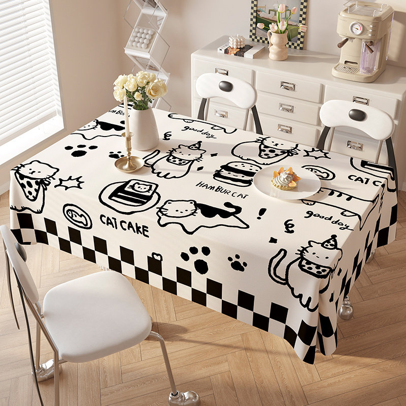 卡通涂鸦加厚棉麻防溅水ins风方形桌布家居布艺格子小清新茶几布,居家布艺,桌布,淘宝优惠券,粉丝福利购,淘宝优惠卷