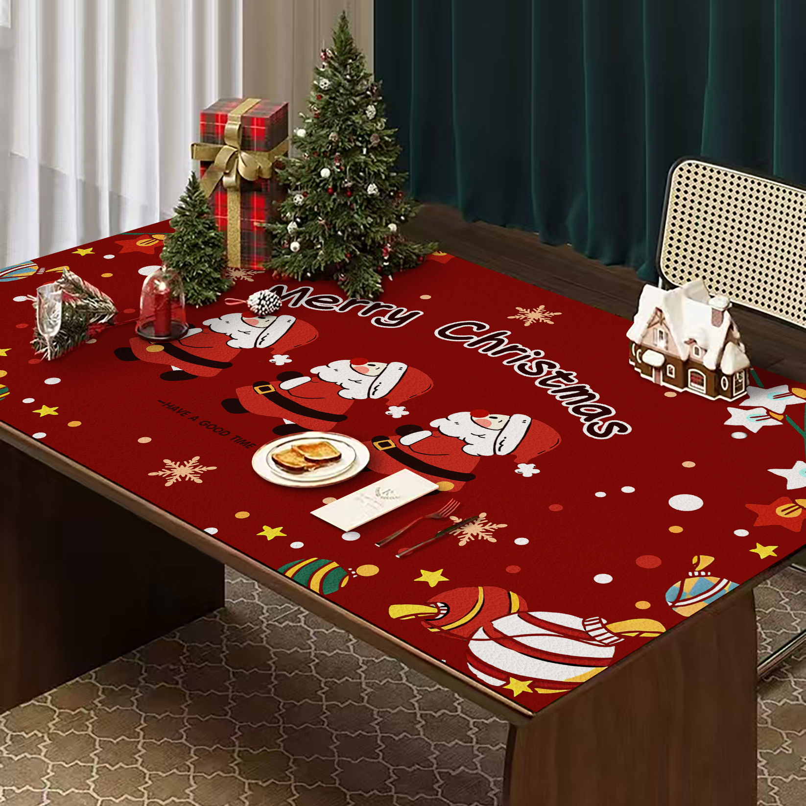 圣诞氛围感餐厅桌垫茶几桌布