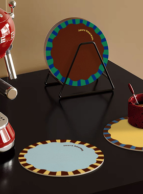 彩色条纹小号圆形餐垫餐桌垫子防烫隔热垫咖啡杯垫家用碗盘垫