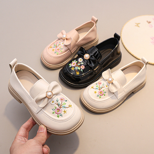 女童绣花鞋古风儿童汉服鞋古装公主鞋子国风唐装小皮鞋女宝刺绣夏