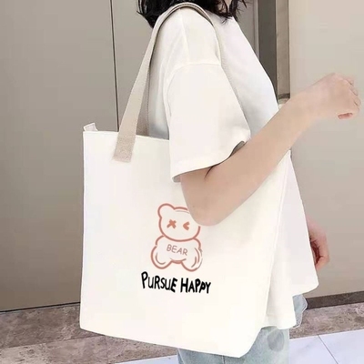 帆布包学生上课韩版托特包斜挎百搭包包帆布包单肩大容量女初中生