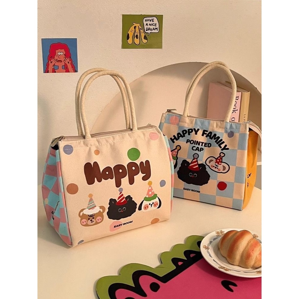 可爱保温便当袋学生上班族加厚手提袋零食水果都可装出行携带超大