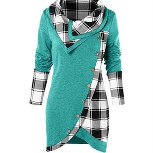 sleeved contrast coat plaid top down lapel long button