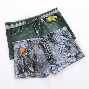 Imitation Cotton Underwear Sexy Boxer Briefs Denim Mens