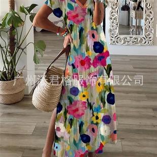 print dress ladies simple neck