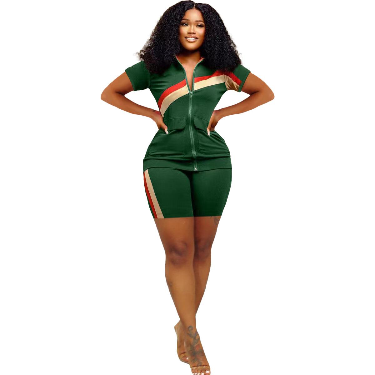 patchwork fashion womens track and shorts  sweatsuit two
