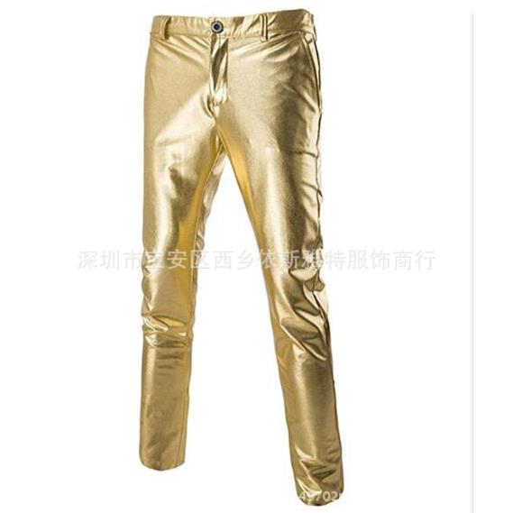 Coated Pants Casual Costume Performance Stamping Gold