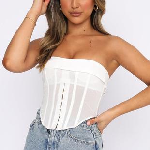 loose contrast color collar leaf sexy Fashionable mesh