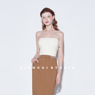 FINOCCI高弹修型B入真丝莱赛尔柔软舒适干爽百搭防滑cleanfit抹胸