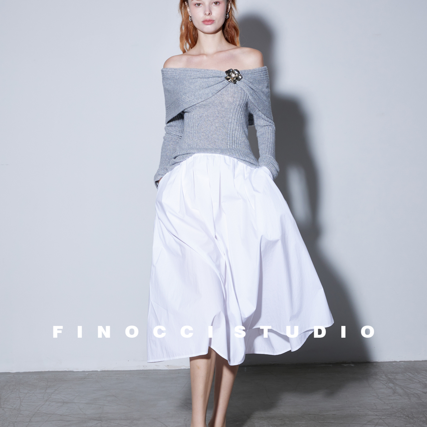 FINOCCI新款100%棉A型高腰半裙