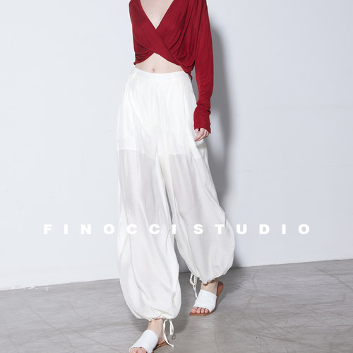 蚕丝微透亲肤空气感阔腿灯笼神裤