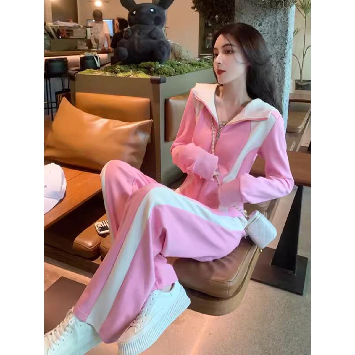 网红运动休闲套装女2025春秋季新款显瘦时尚洋气卫衣直筒裤两件套