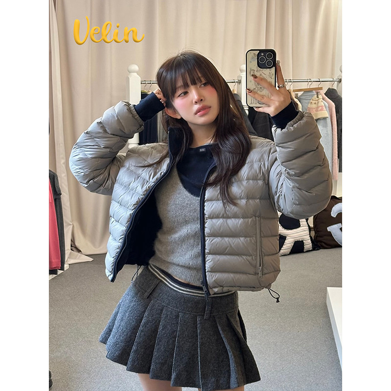 Velin 韩系轻薄保暖立领排骨羽绒服时尚百搭短款外套设计感高级
