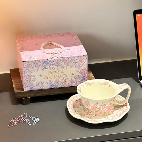秘密花园咖啡杯碟套装陶瓷高颜值高档精致复古女生午茶水杯送礼
