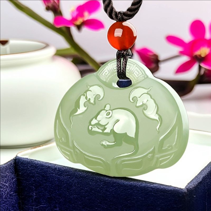 和田玉十二生肖玉吊坠男平安锁玉坠女长命锁亲子属相玉佩情侣玉石