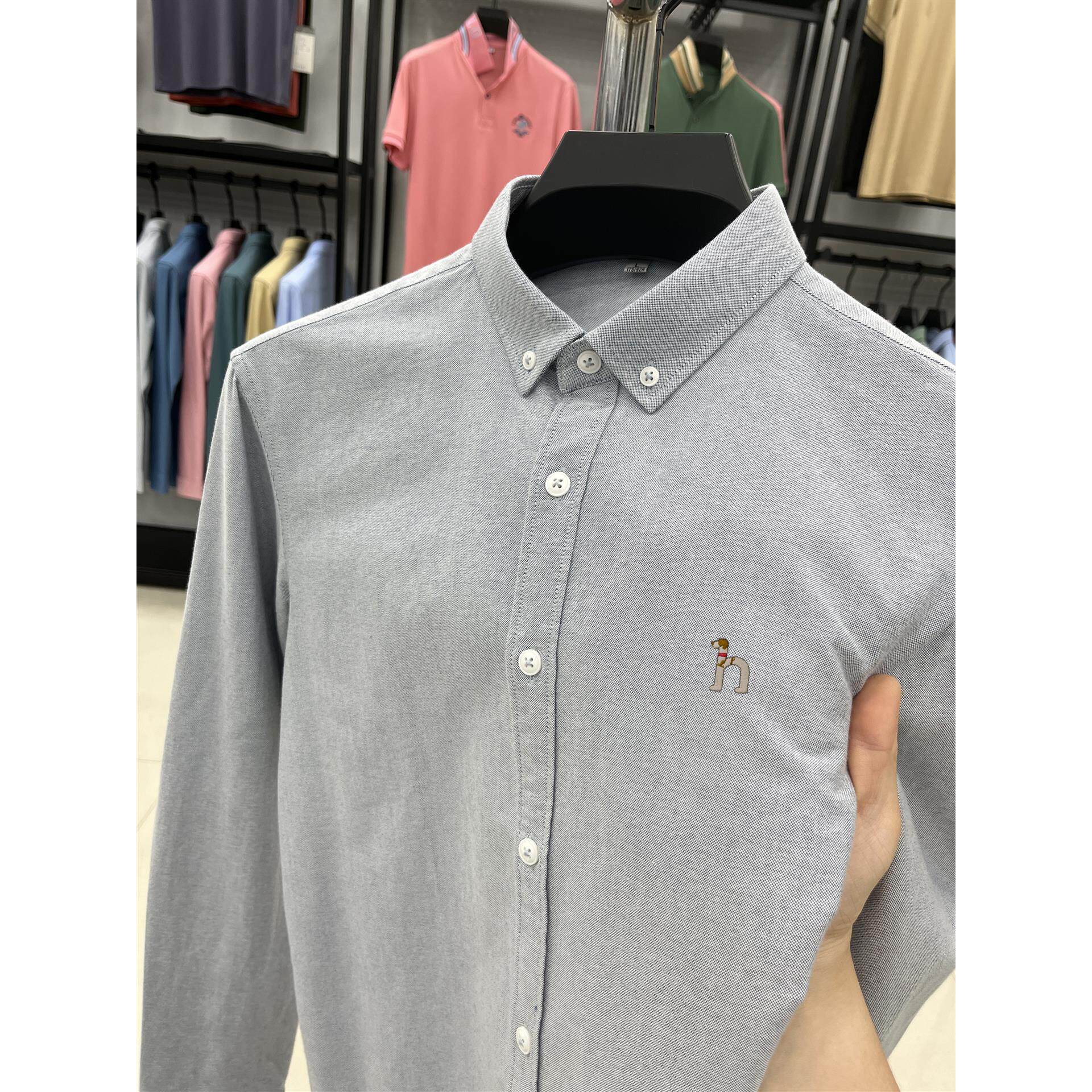 【奥特莱斯撤柜】男士长袖衬衫秋冬季新款纯棉纯色商务休闲衬衣男