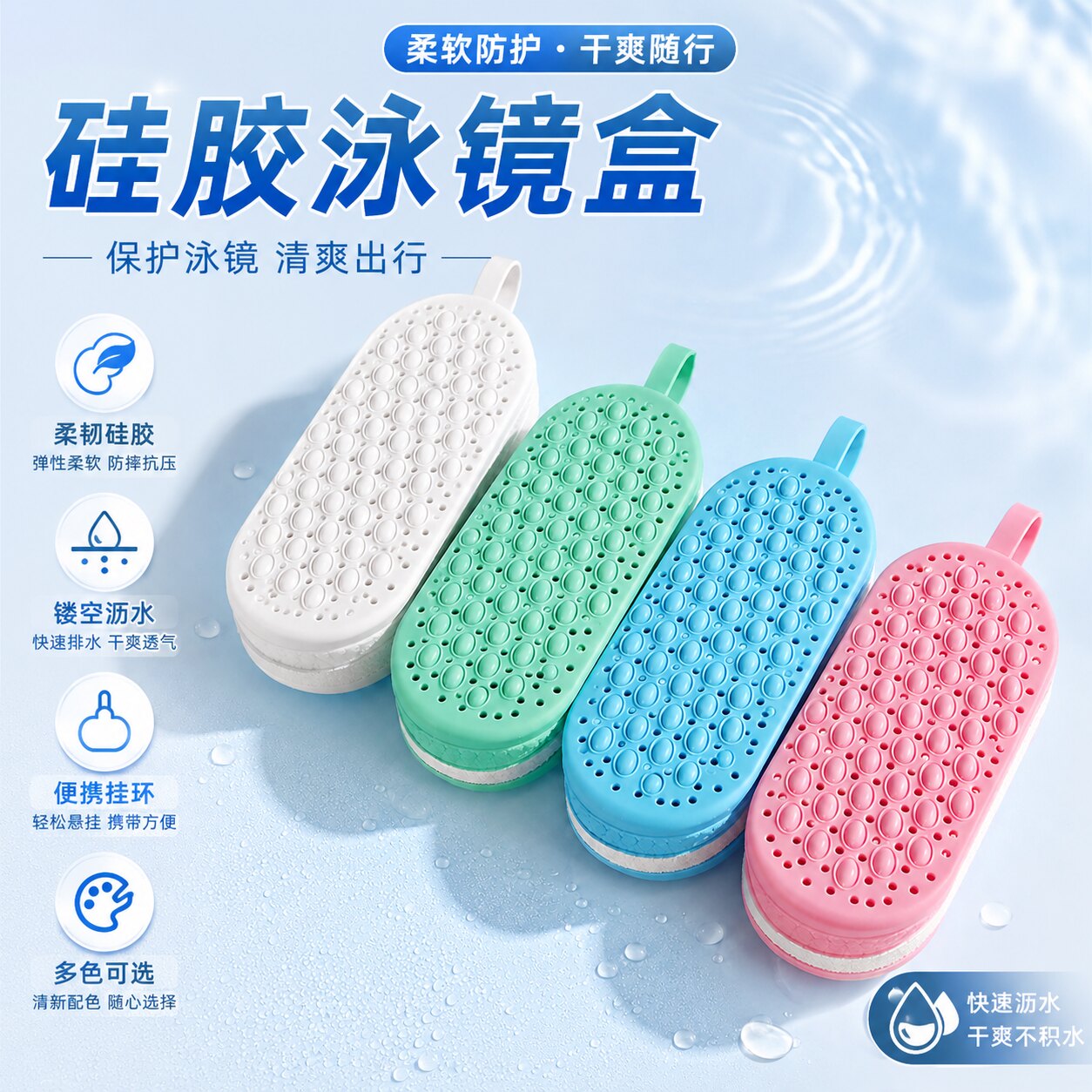 透气大容量泳镜盒游尔健便携图片