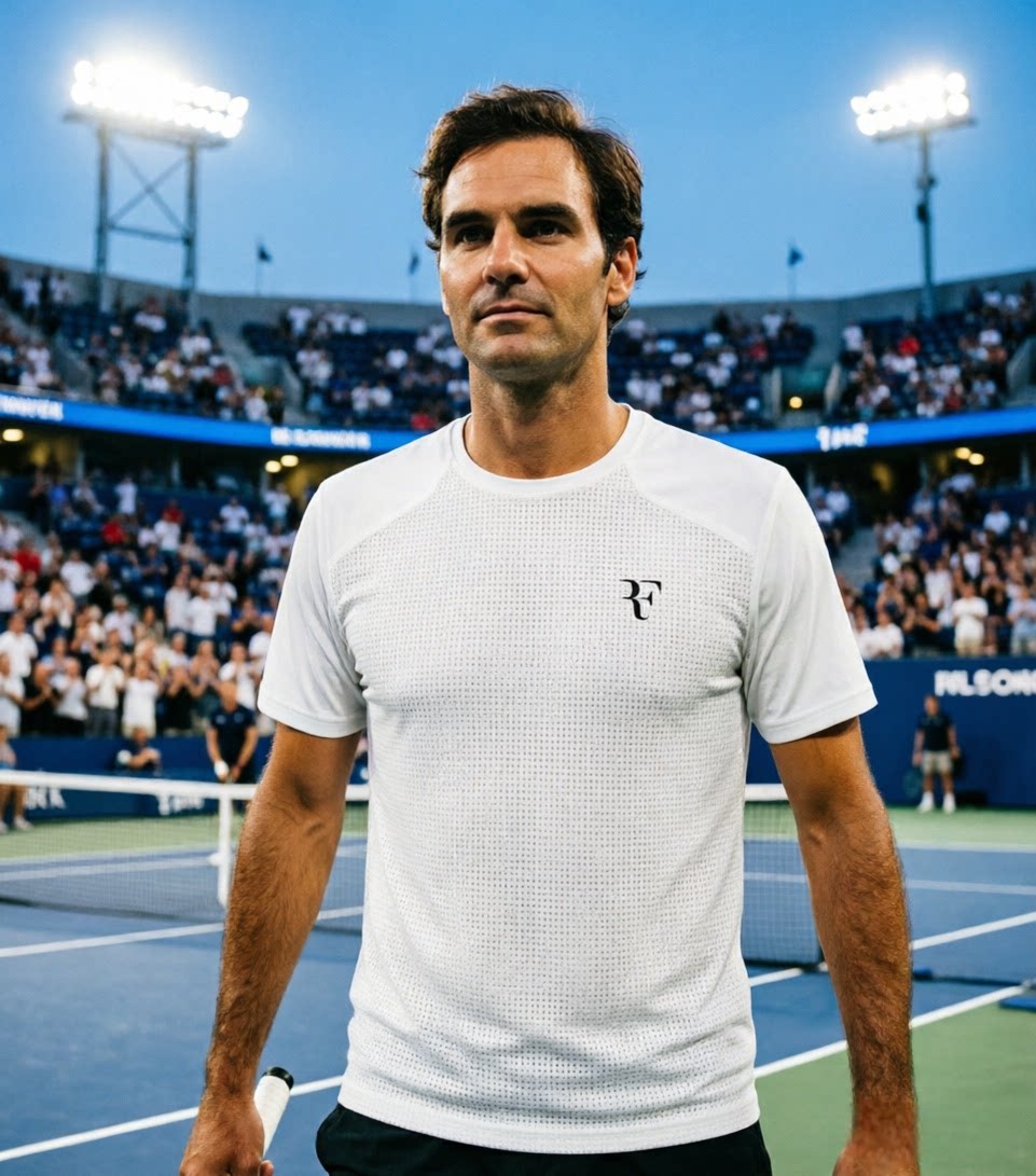 白色费德勒网球服网孔速干衣透气排汗短袖运动健身跑步训练服男