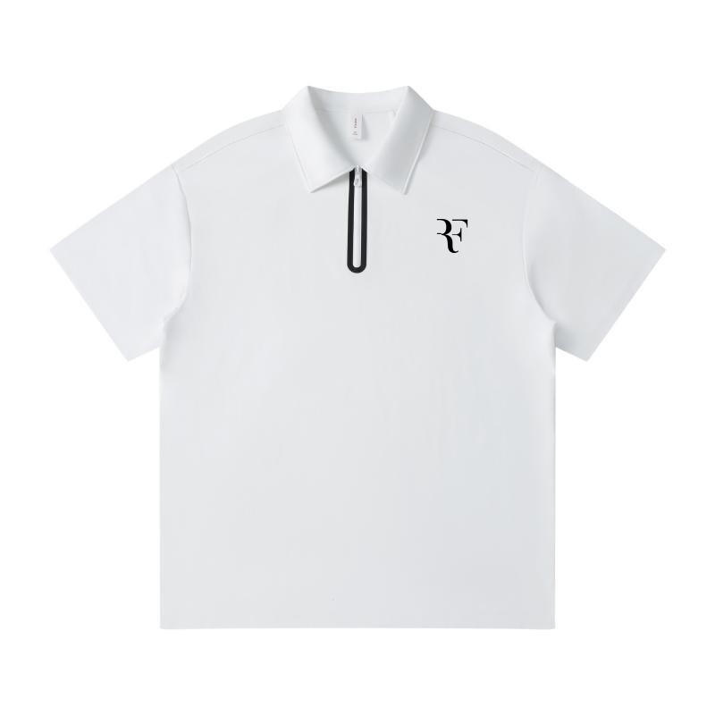 新款费德勒网球服半拉链短袖翻领吸汗不黏身POLO衫运动宽松棉T