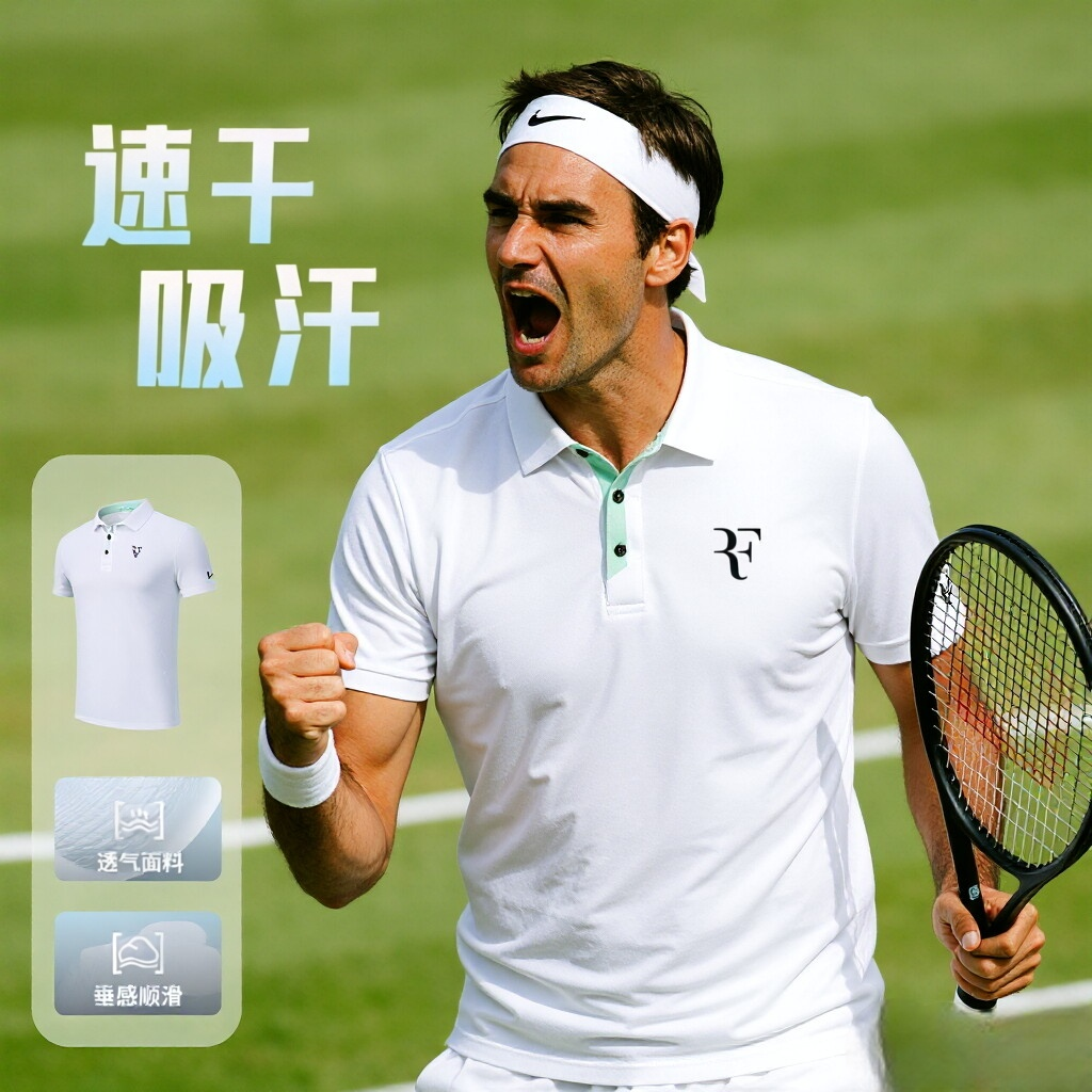 费德勒同款网球服男速干POLO衫吸汗运动训练短袖RF标志专业款定制