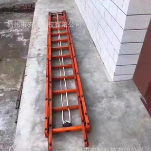 25公斤轻型比武拉梯消防二节拉梯单杠梯挂钩梯 轻竹质拉梯伸缩梯