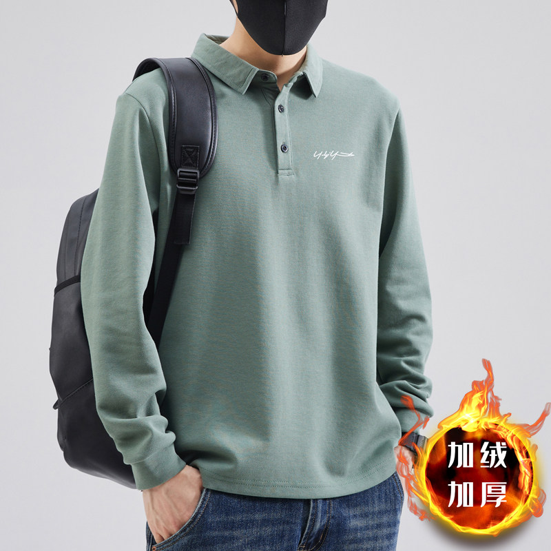 秋冬季重磅400gPOLO衫男翻领卫衣男士潮牌长袖T恤加绒加厚上衣服,男装,Polo衫,淘宝优惠券,粉丝福利购,淘宝优惠卷