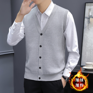 外套修身 毛衣背心男马甲开衫 坎肩线衣针织开衫 无袖 潮流 V领春秋季