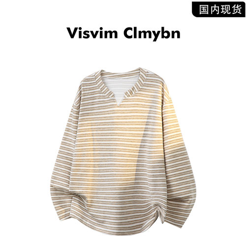 VISVIMCLMYBN复古条纹V领T恤