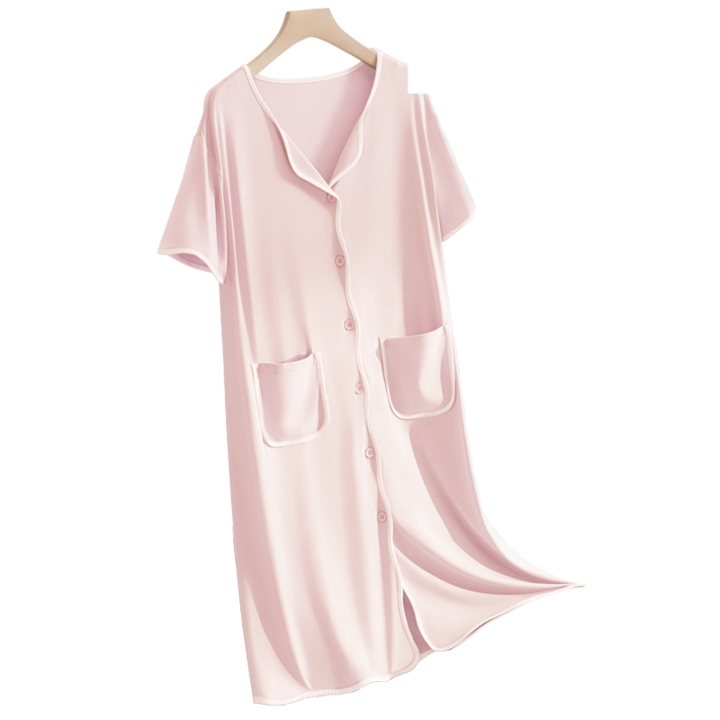 睡裙女款夏大碼冰絲睡衣裙開(kāi)衫夏季莫代爾孕婦待產(chǎn)哺乳裙2025新款