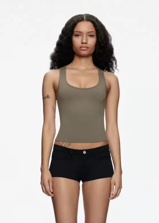 Tank Air Camisole with Spaghetti Straps, High-Elastic Square Neckline, Wide Shoulder Straps, Racerback Sports Crop Top