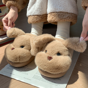 室内居家外穿保暖卡通拖鞋 可爱小狗棉拖鞋 新款 2025秋冬季 冬男 女款