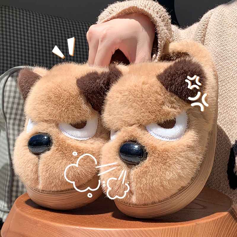 可爱生气小狗棉拖鞋女款秋冬季2025新款居家加绒保暖外穿毛毛拖鞋,居家布艺,居家棉拖/棉鞋,淘宝优惠券,粉丝福利购,淘宝优惠卷