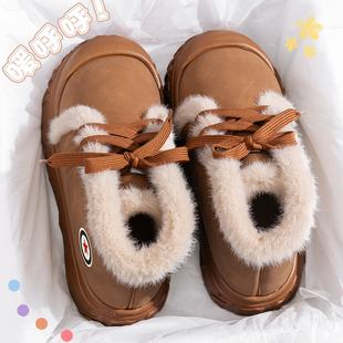 包跟厚底防滑毛拖鞋 御寒保暖棉鞋 加厚毛绒外穿棉拖鞋 冬季 女士新款