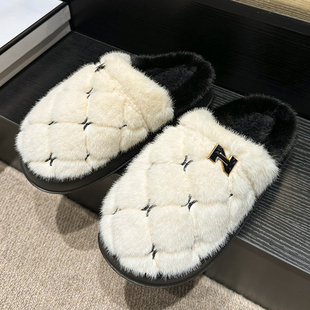 女款 男款 2025新款 室内家居厚底防滑保暖毛绒绒月子棉鞋 冬季 棉拖鞋
