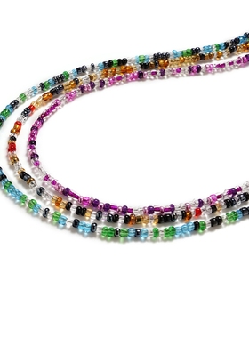 爆款异域风情彩虹玻璃米珠防丢眼镜链口罩链