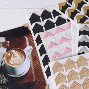 韩国创意复古牛皮纸质相片透明角贴老照片diy相册边角贴 相角贴纸