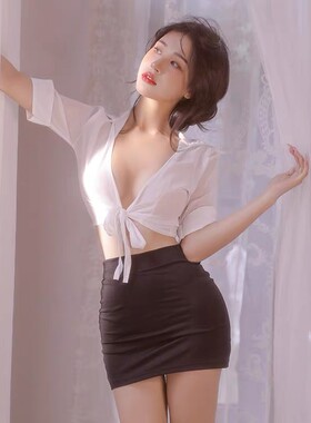 情趣内衣开衫制服诱惑性感包臀短裙秘书套装一件均码